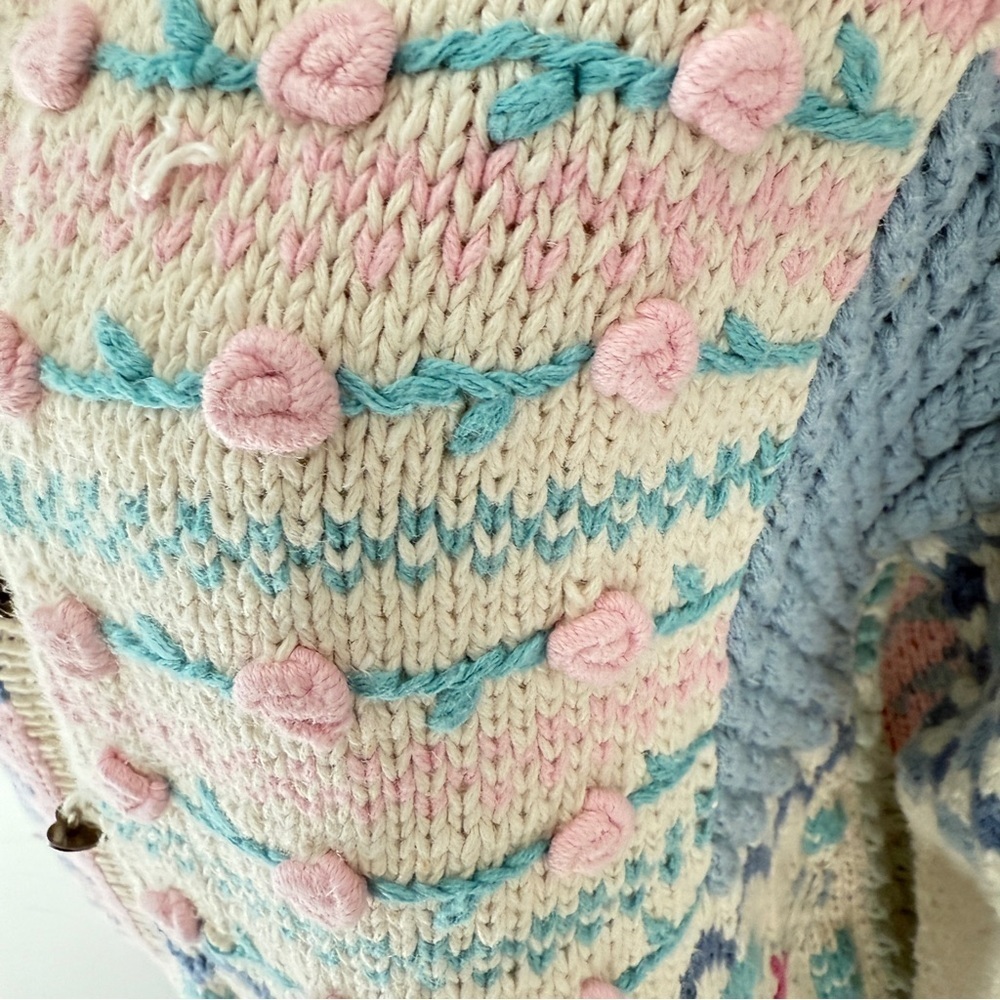 Bryn Connelly Boho Patchwork Textured Cardigan in Soft Pastels Medium - Picture 5 of 13